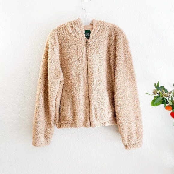 🦋 WILD FABLE Oatmeal Tan Teddy Zip Up Jacket Medium Fuzzy Cute Cozy Comfy - Picture 1 of 4